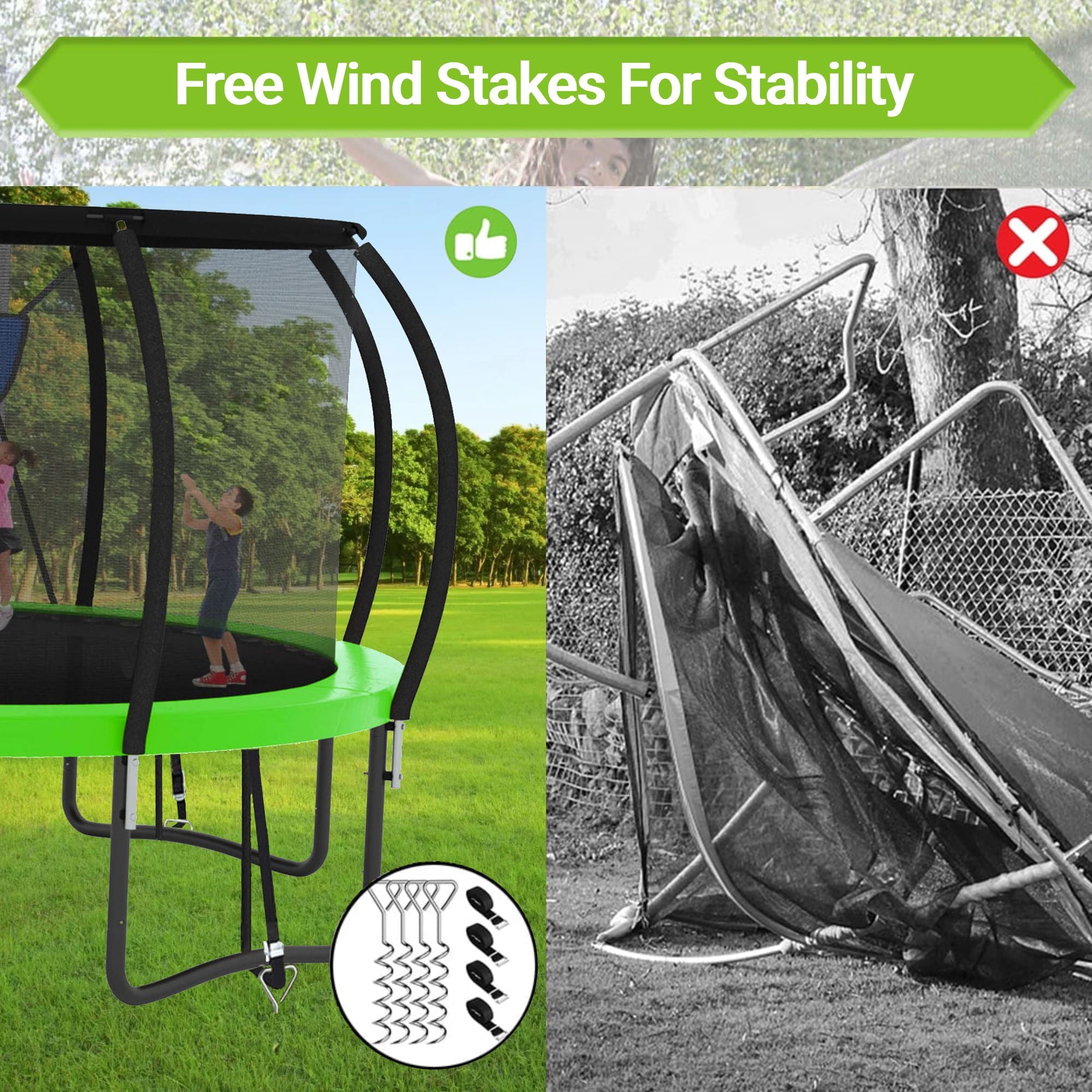 14' Outdoor Trampoline, Backyard Recreational Pumpkin Trampoline