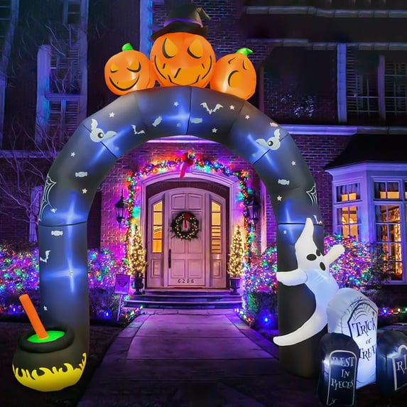 10 FT Halloween Inflatables Archway Outdoor Decorations, Scary Halloween Arch Blow Up Yard Decorations for Front Yard Lawn Garden Decor