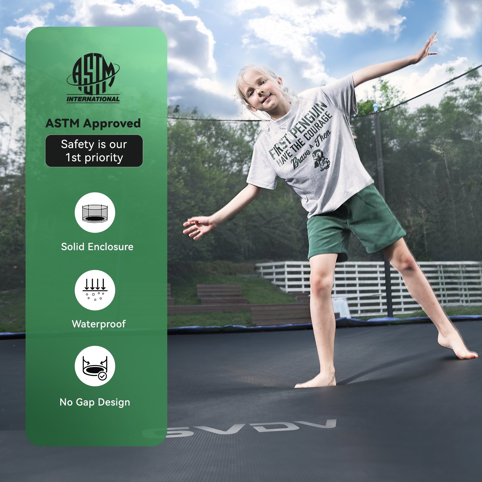 Outdoor Trampoline, 14' Backyard Recreational Trampoline with