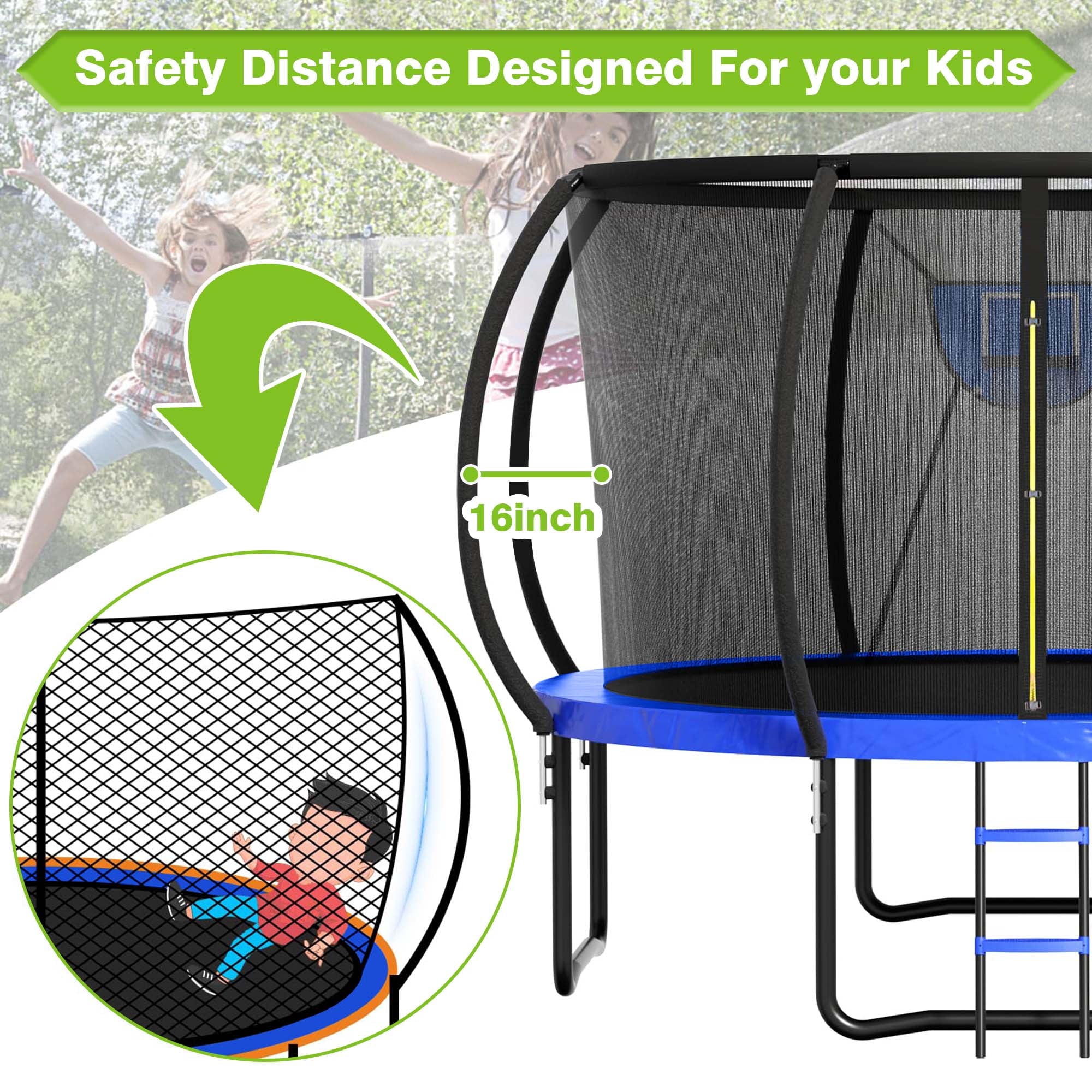 GVDV Outdoor Recreational Trampoline for Kids & Adults, Heavy Duty Bac
